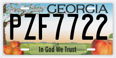 GA license plate PZF7722
