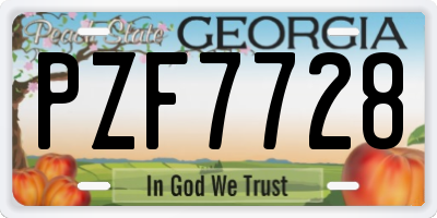 GA license plate PZF7728