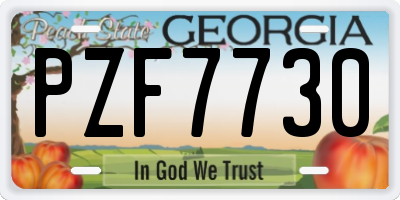 GA license plate PZF7730