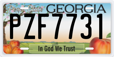 GA license plate PZF7731