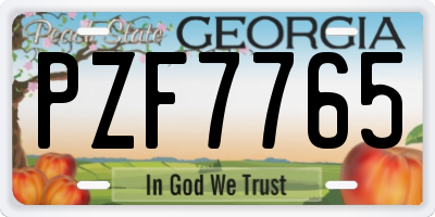 GA license plate PZF7765