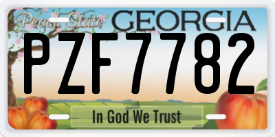 GA license plate PZF7782