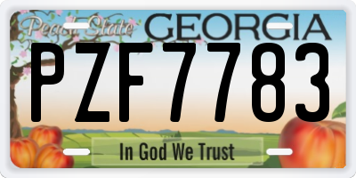 GA license plate PZF7783