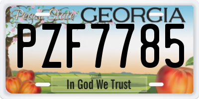 GA license plate PZF7785