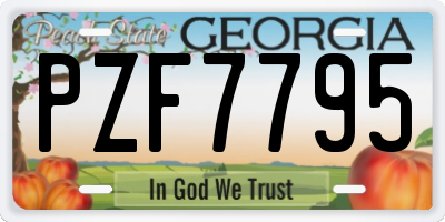 GA license plate PZF7795