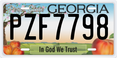 GA license plate PZF7798