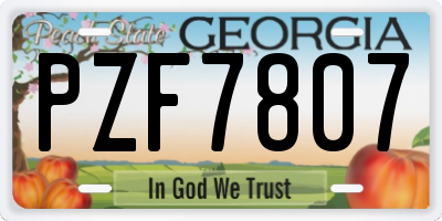 GA license plate PZF7807