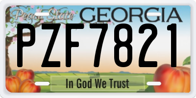 GA license plate PZF7821