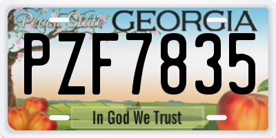 GA license plate PZF7835