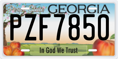 GA license plate PZF7850
