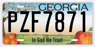 GA license plate PZF7871