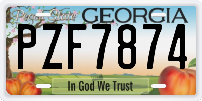 GA license plate PZF7874