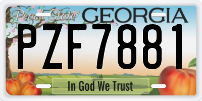 GA license plate PZF7881