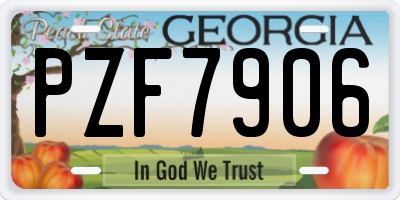GA license plate PZF7906
