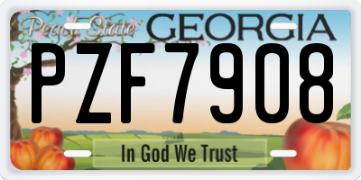 GA license plate PZF7908