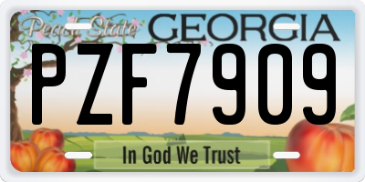 GA license plate PZF7909