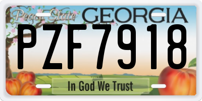 GA license plate PZF7918