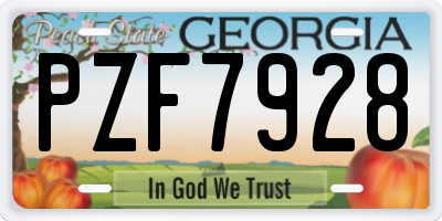 GA license plate PZF7928