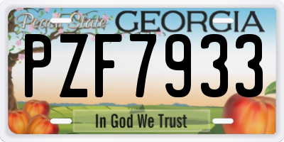 GA license plate PZF7933