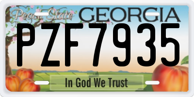 GA license plate PZF7935