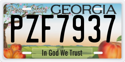 GA license plate PZF7937