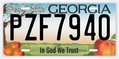 GA license plate PZF7940