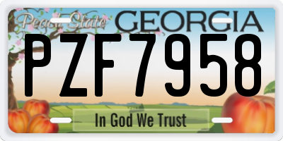 GA license plate PZF7958