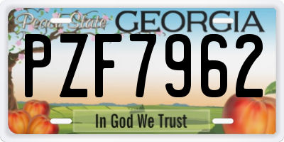 GA license plate PZF7962