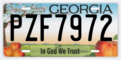 GA license plate PZF7972