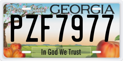 GA license plate PZF7977