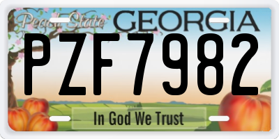 GA license plate PZF7982