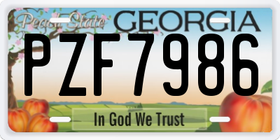 GA license plate PZF7986