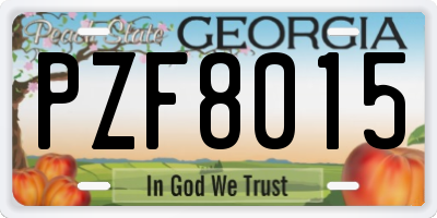 GA license plate PZF8015