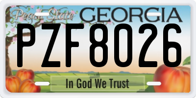 GA license plate PZF8026