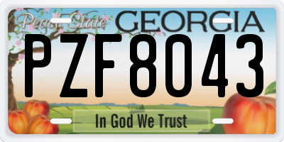 GA license plate PZF8043