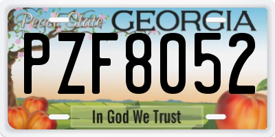 GA license plate PZF8052