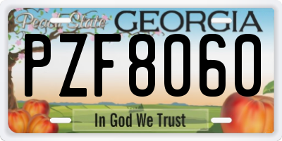 GA license plate PZF8060
