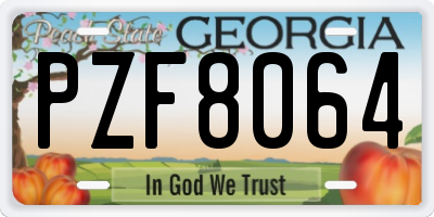 GA license plate PZF8064