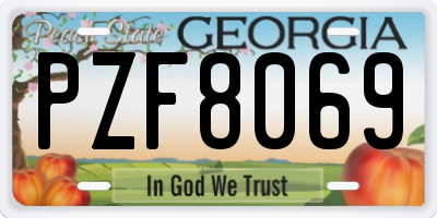 GA license plate PZF8069