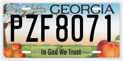 GA license plate PZF8071