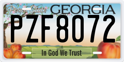 GA license plate PZF8072