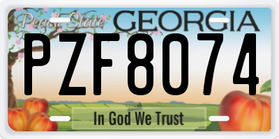 GA license plate PZF8074