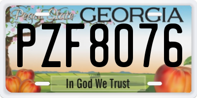GA license plate PZF8076