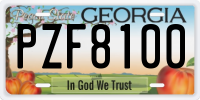 GA license plate PZF8100