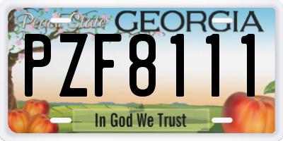 GA license plate PZF8111