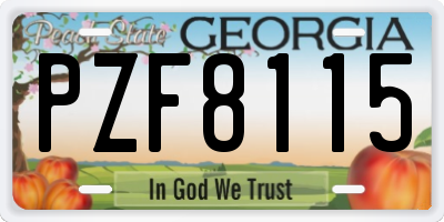 GA license plate PZF8115