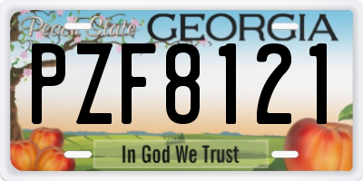 GA license plate PZF8121