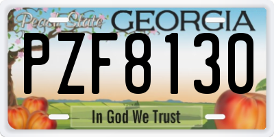 GA license plate PZF8130