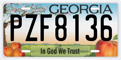 GA license plate PZF8136