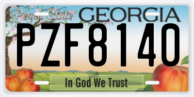 GA license plate PZF8140